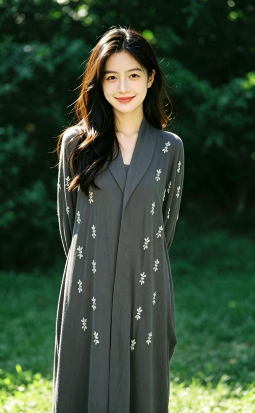 Breathable Light Fabric Ladies Botanical Floral Kaftan Dress