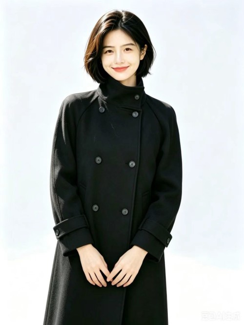 Lightweight Faux Wool Stand Collar Double Breasted Long Coat